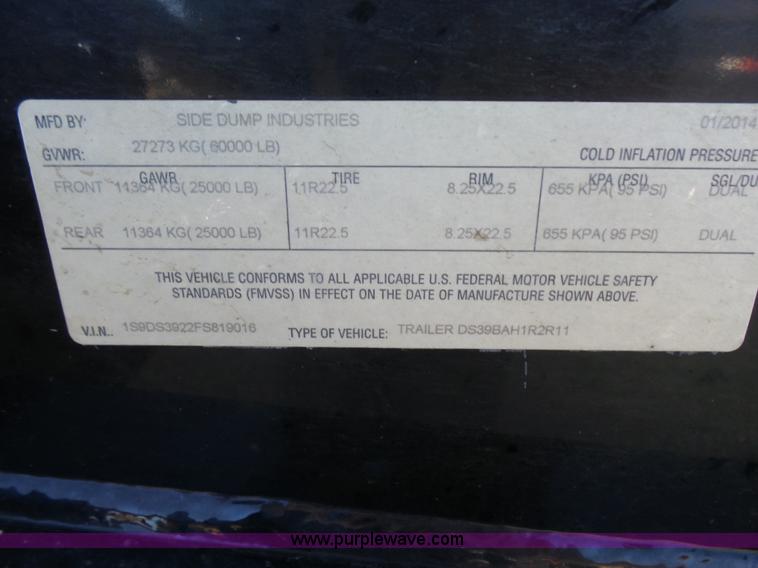 image for item K3151 2015 Side dump trailer