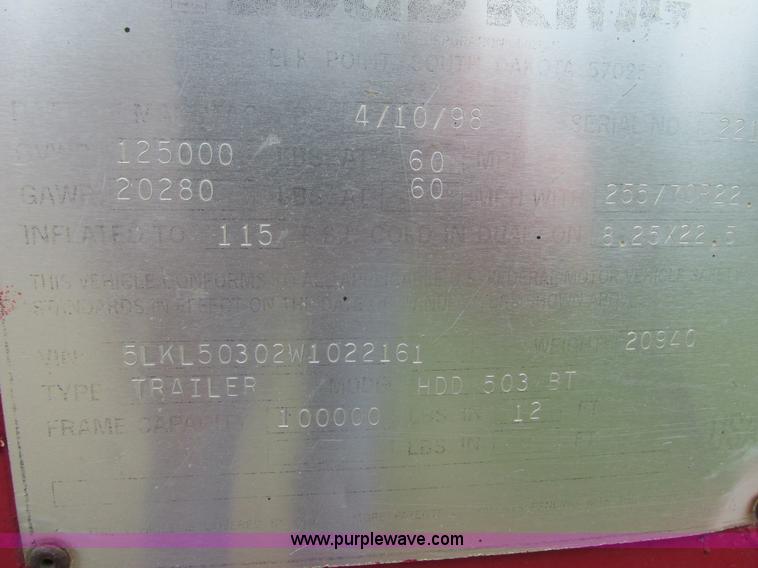 image for item K4183 1998 Load King lowboy equipment trailer