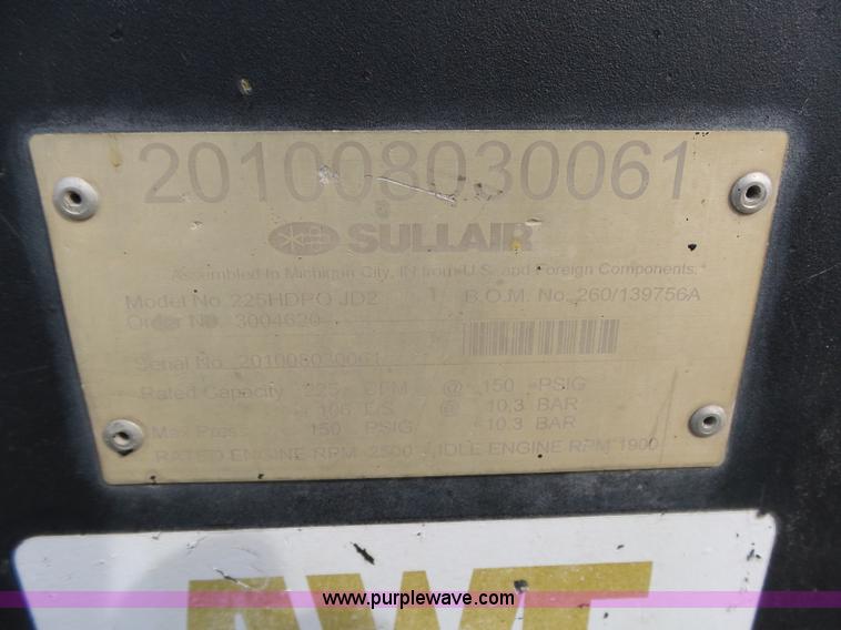 image for item K8474 2010 Sullair 225HDPQJD2 air compressor