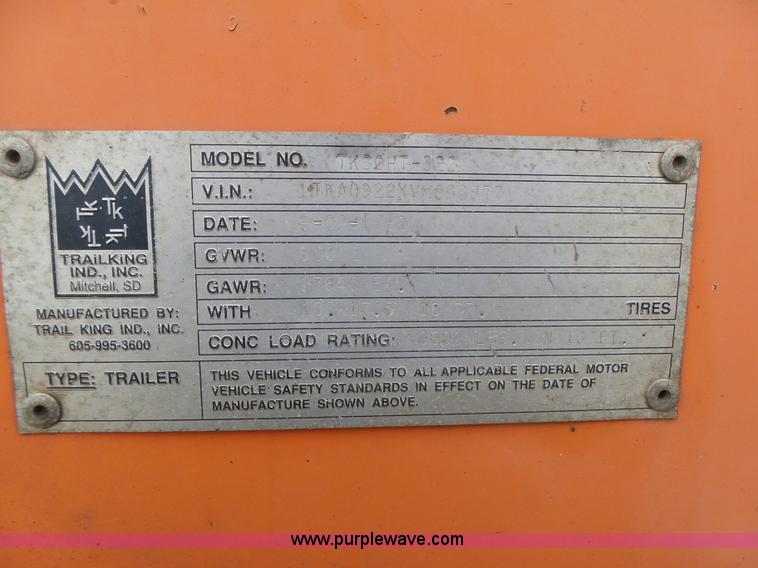 image for item L3999 1997 Trail King TK60HT-322 drop deck equipment trailer