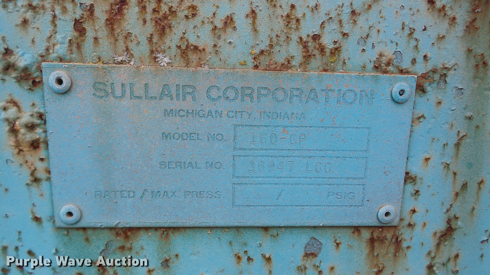 Sullair 160-GP air compressor in Perry, KS | Item DA2848 sold | Purple Wave