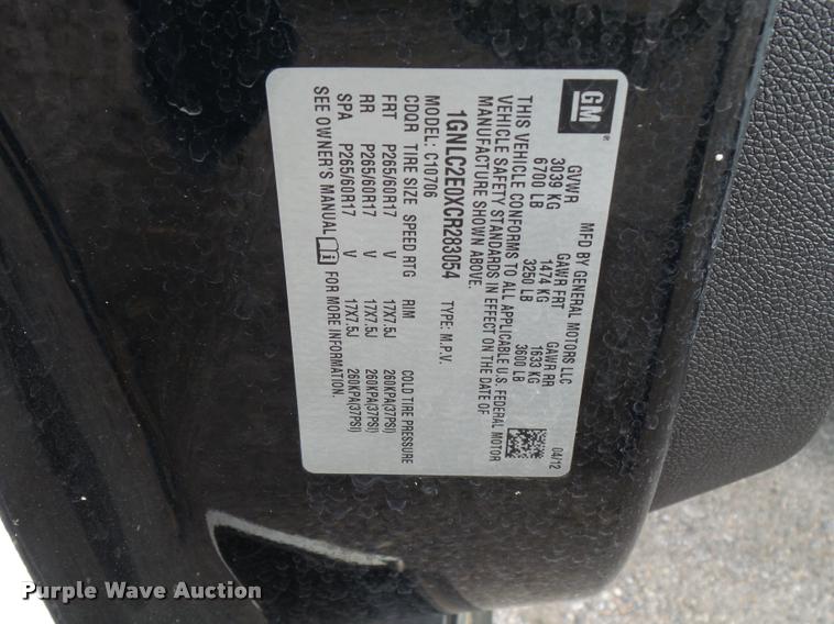 image for item L2540 2012 Chevrolet Tahoe Police SUV