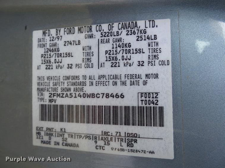 image for item BY9574 1998 Ford Windstar van