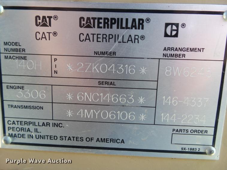 image for item BZ9798 1999 Caterpillar 140H motor grader