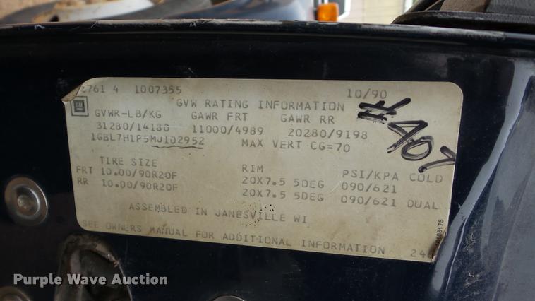 image for item DA8846 1991 Chevrolet Kodiak dump truck