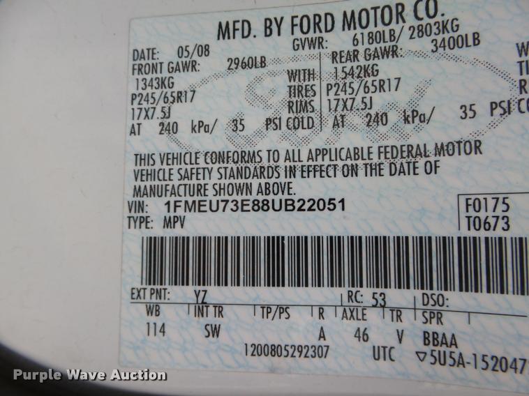 image for item K2141 2008 Ford Explorer XLT SUV