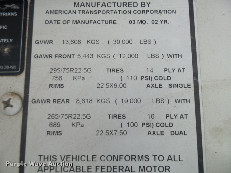 image for item K3017 2002 International Genesis school bus