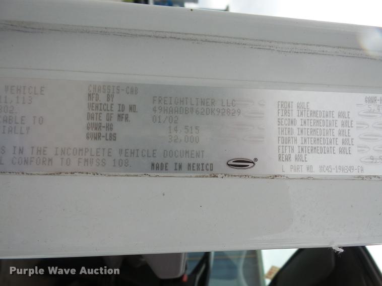 image for item K3525 2002 Sterling SC8000 Cargo Allianz Johnston street sweeper truck