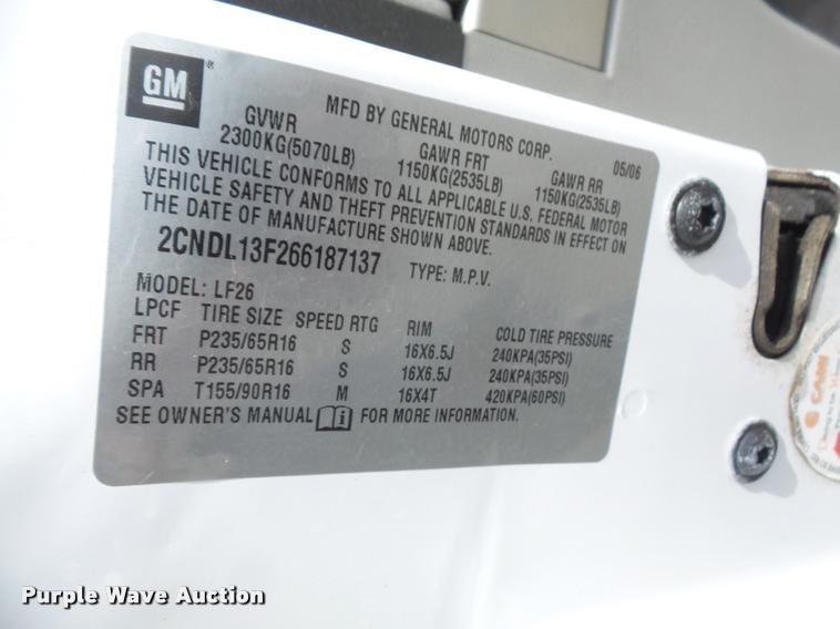 image for item K3622 2006 Chevrolet Equinox SUV