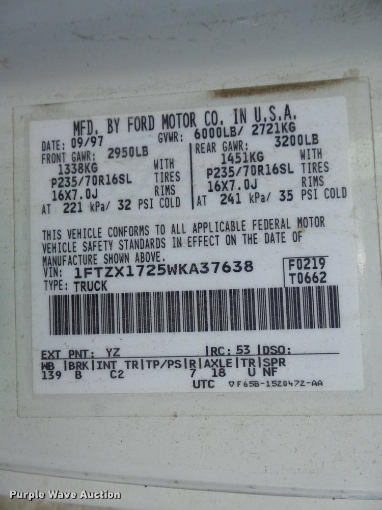 image for item K7726 1998 Ford F150 SuperCab pickup truck