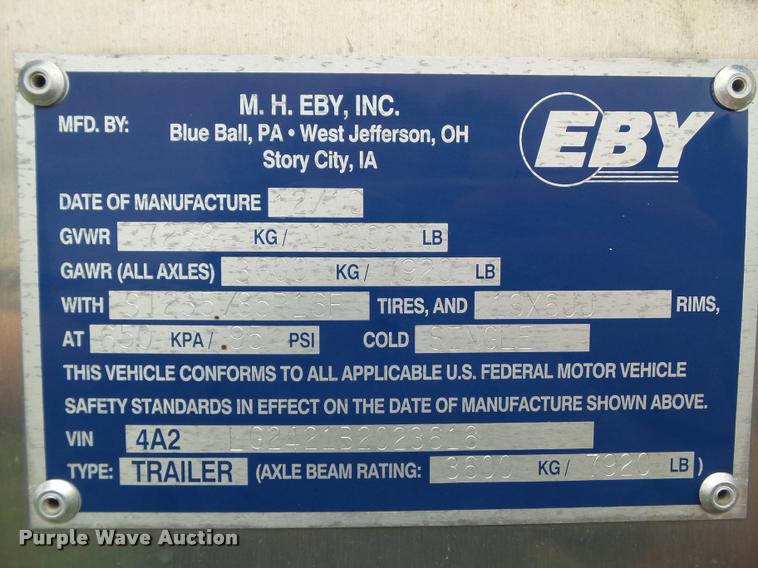 image for item BZ9853 2011 Eby Wrangler livestock trailer