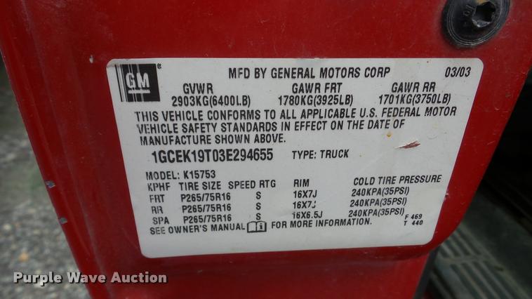 image for item DA8845 2003 Chevrolet Silverado 1500 Ext. Cab pickup truck