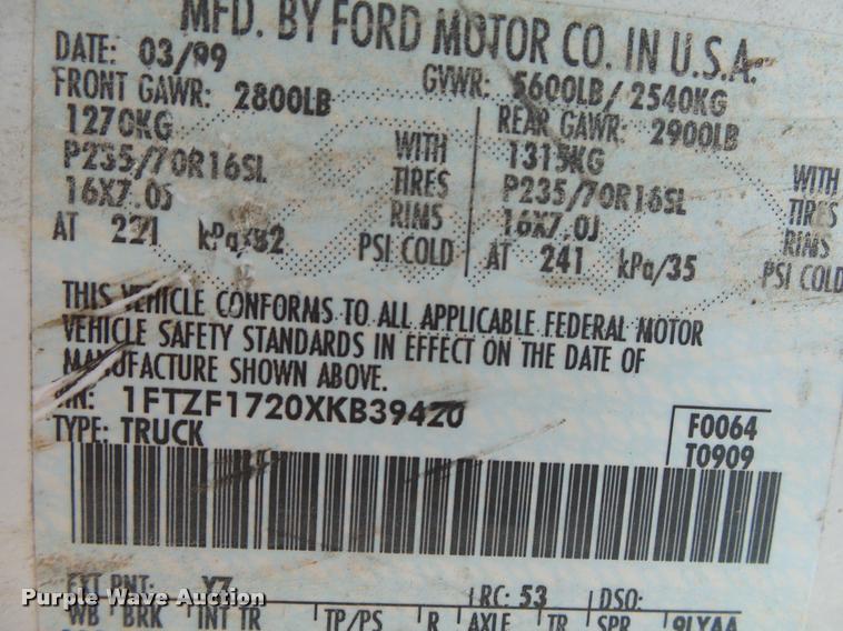 image for item K1121 1999 Ford F150 pickup truck