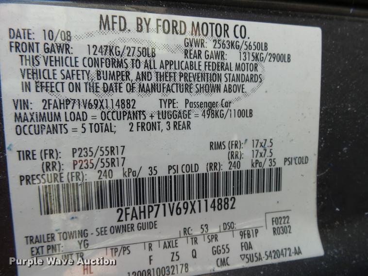 image for item K1124 2009 Ford Crown Victoria Police Interceptor