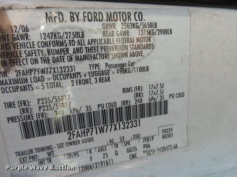 image for item K1125 2007 Ford Crown Victoria Police Interceptor