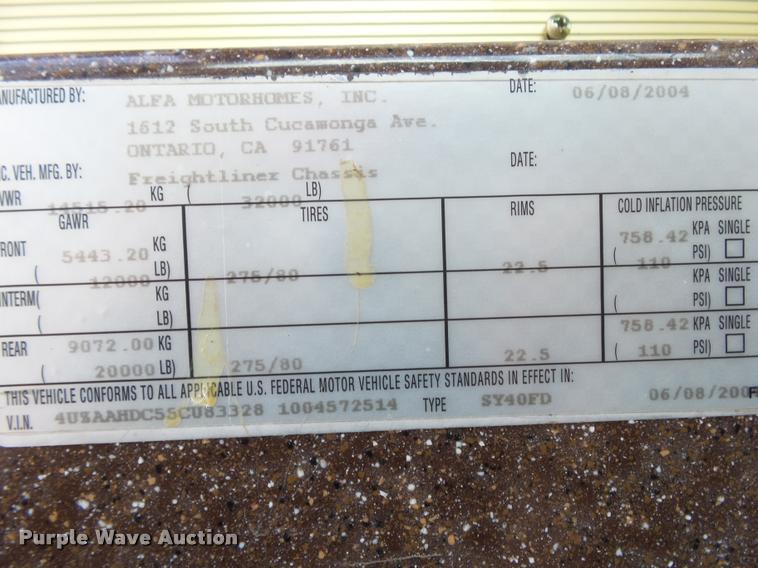 image for item K1127 2005 Alfa See Ya RV