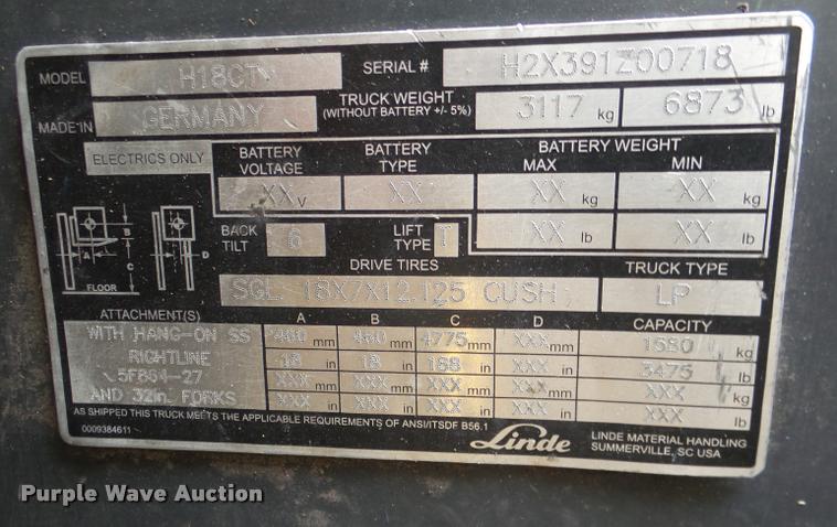 image for item K3715 Linde H18 forklift