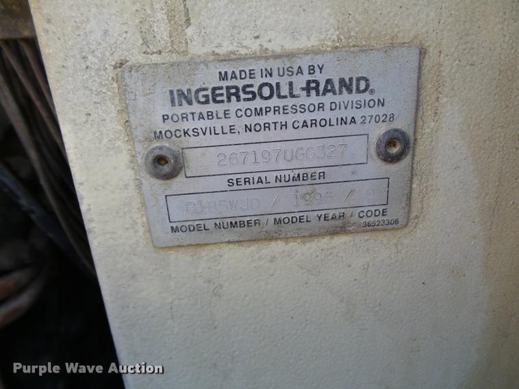 image for item L1590 1995 Ingersoll Rand D185WJD air compressor