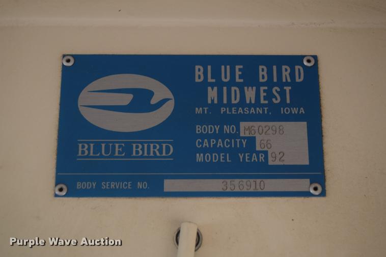 image for item L2598 1992 Blue Bird TC2000 school bus