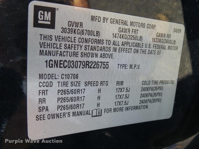 image for item L2709 2009 Chevrolet Tahoe Police SUV