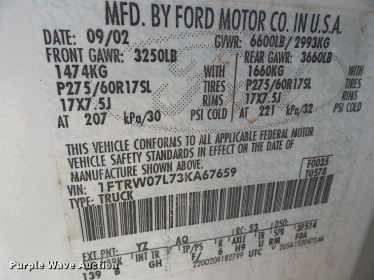 image for item L6867 2003 Ford F150 SuperCrew pickup truck