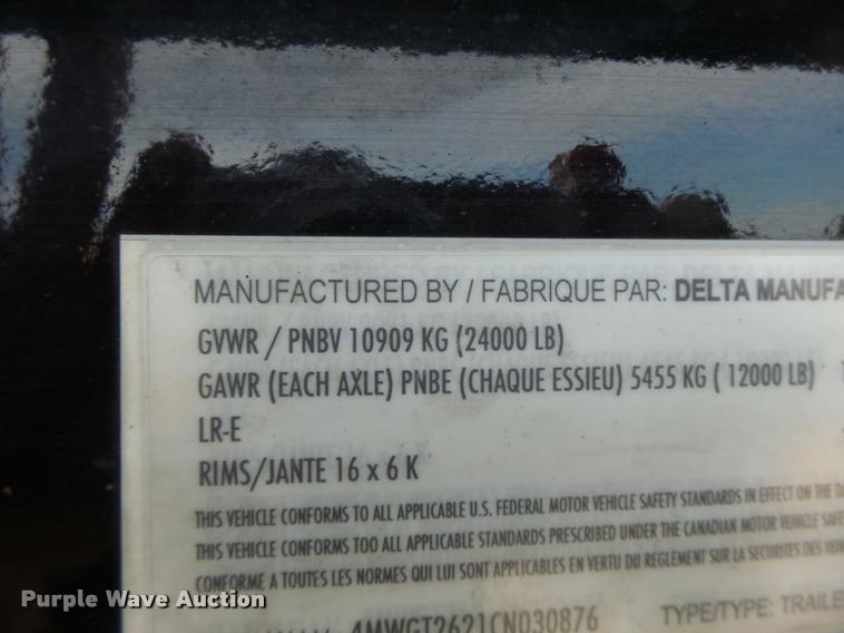 image for item K5695 2012 Delta tilt deck equipment trailer