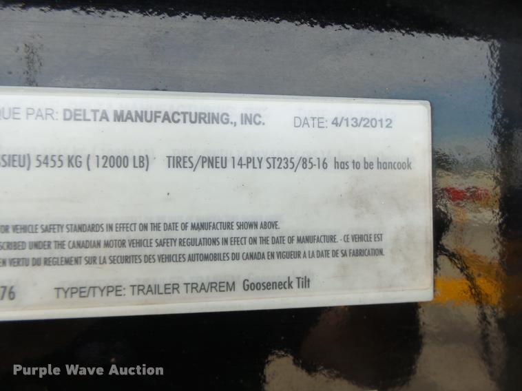image for item K5695 2012 Delta tilt deck equipment trailer