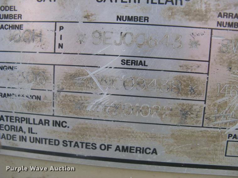 image for item L3871 1998 Caterpillar 160H motor grader