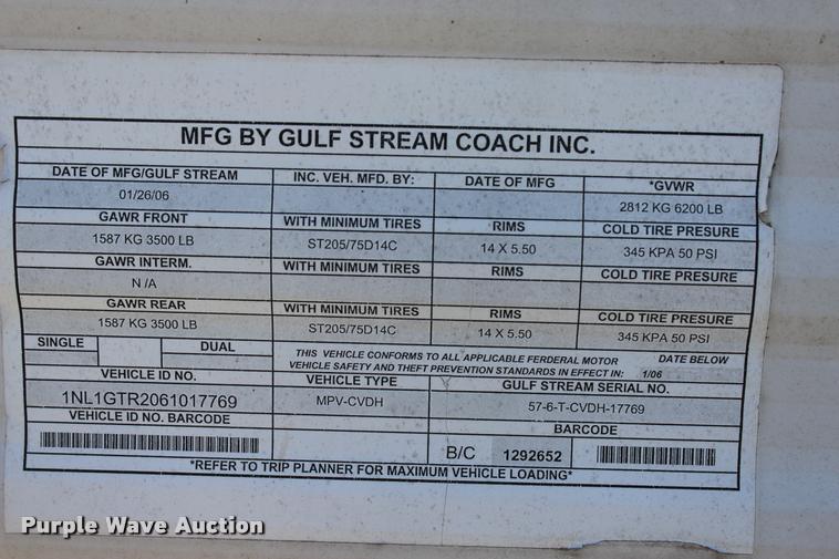 image for item L4768 2006 Gulfstream MPV-CV0H camper