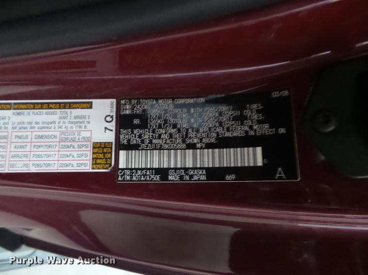 image for item J5747 2008 Toyota FJ Cruiser SUV