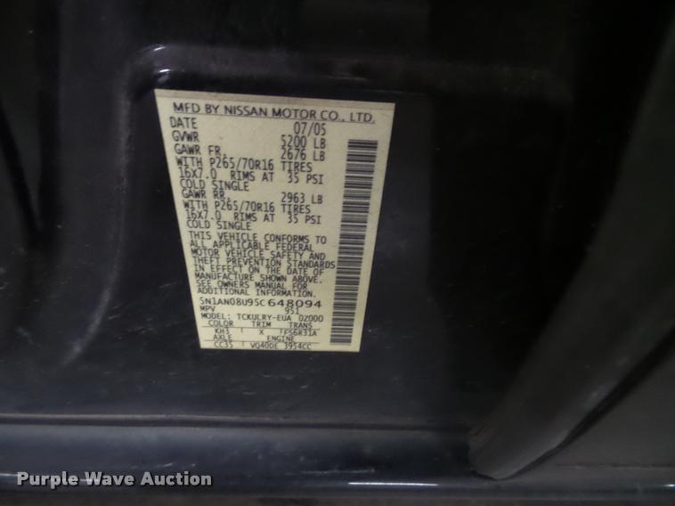 image for item K8182 2005 Nissan Xterra SUV