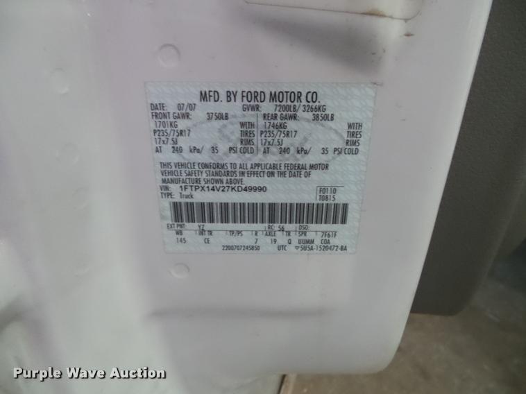 image for item K8189 2007 Ford F150 XL SuperCab pickup truck