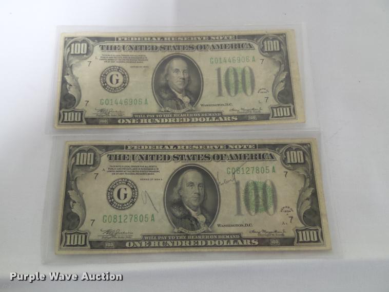 image for item BV9338 (2) $100 bills