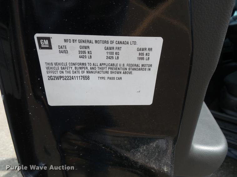 image for item J4760 2004 Pontiac Grand Prix GT