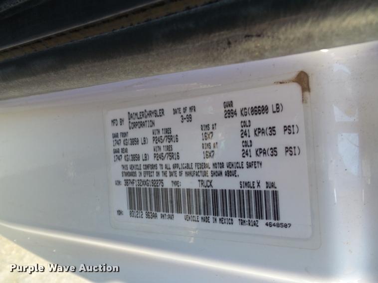 image for item J4766 1999 Dodge Ram 1500 Laramie SLT Quad Cab pickup truck