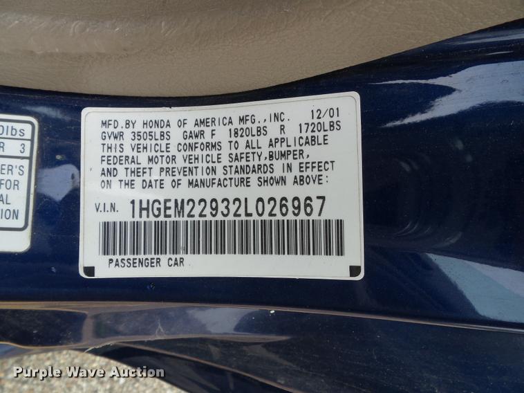 image for item J4786 2002 Honda Civic EX