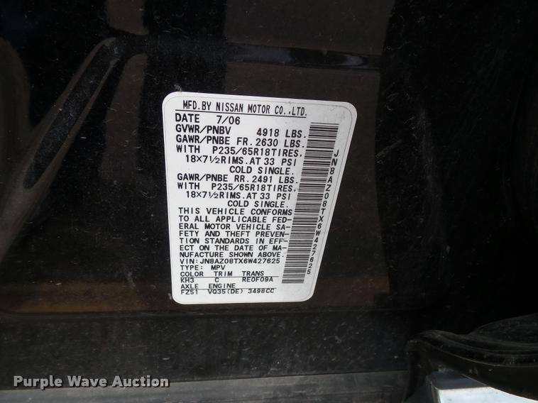 image for item K8245 2006 Nissan Murano SL SUV