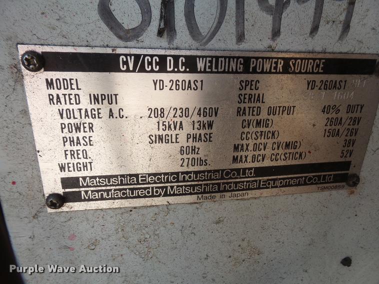 image for item BV9824 1999 Panasonic Gunslinger 260 welder