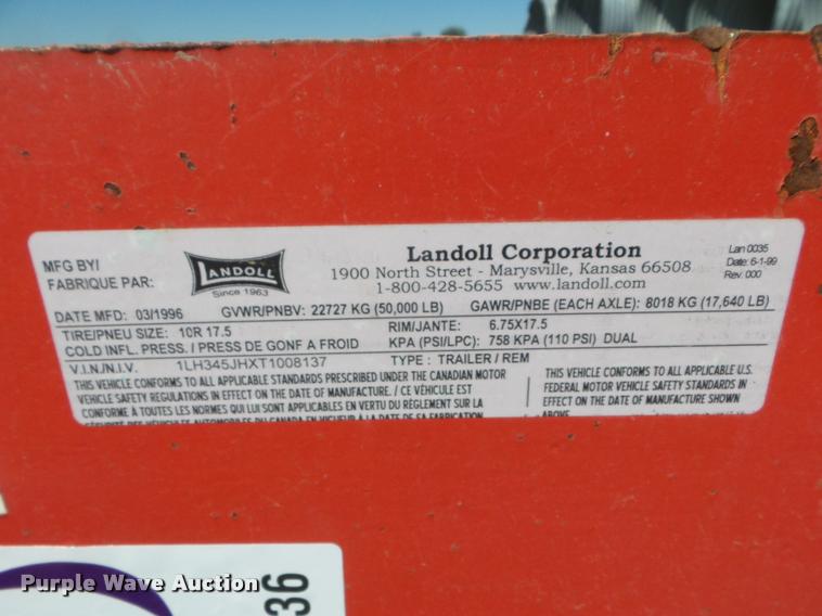 image for item DA4536 1995 Landoll 345-31 tilt deck equipment trailer