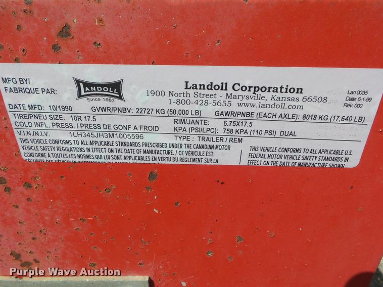 image for item DA4537 1991 Landoll 345-31 tilt deck equipment trailer