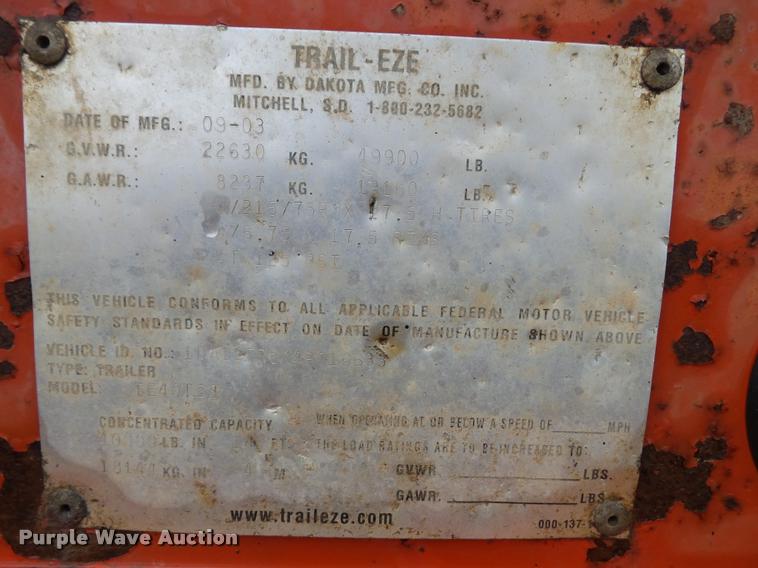 image for item K3687 2004 Trail Eze TE40T28 tilt deck equipment trailer