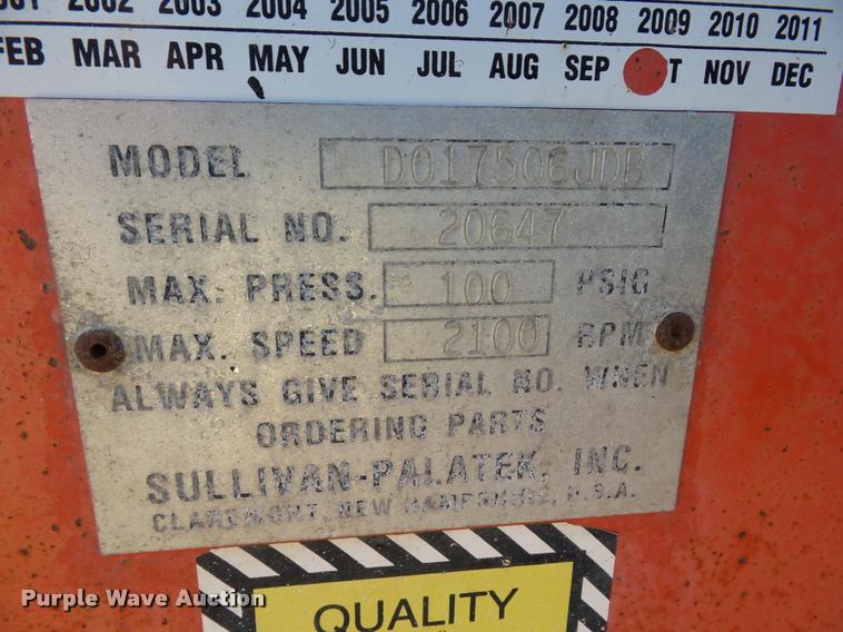 image for item L1624 2000 Sullivan D175Q6JD air compressor