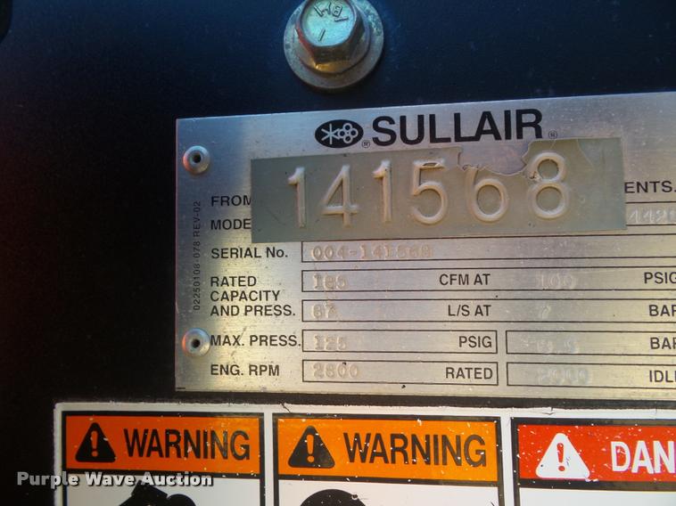 image for item L1625 2003 Sullivan 185DPQPERK air compressor