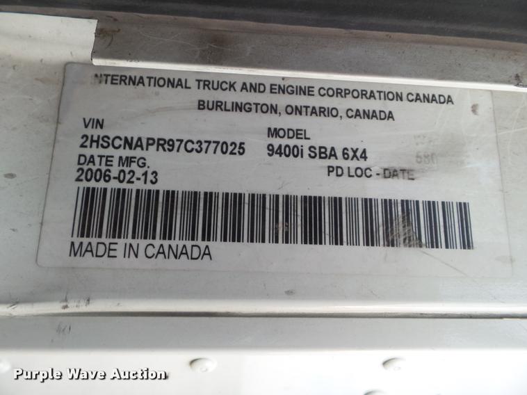 image for item DB3534 2007 International 9400i semi truck