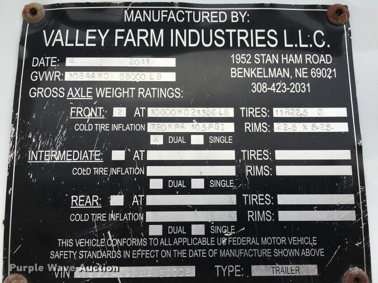 image for item G7489 2011 Aulick 4266GT2 double hopper bottom grain trailer