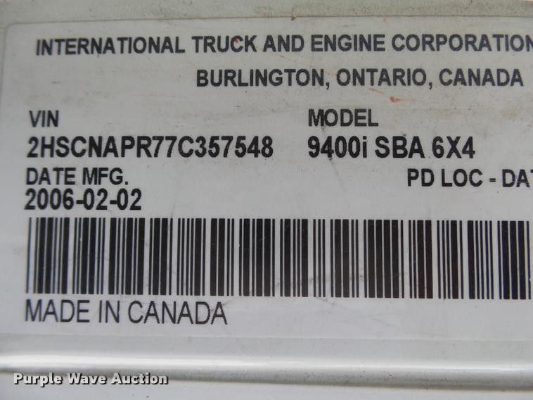 image for item K1144 2007 International 9400i semi truck