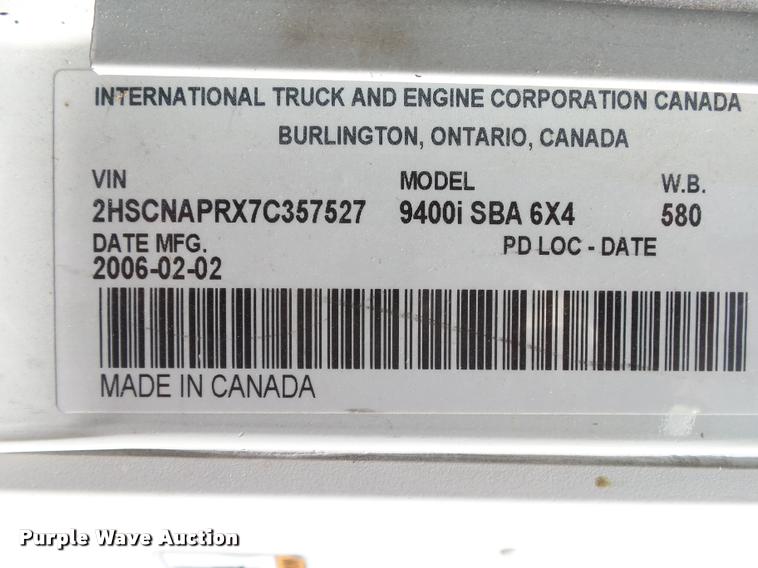 image for item K1145 2007 International 9400i semi truck