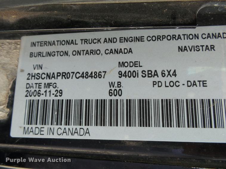 image for item K1146 2007 International 9400i semi truck