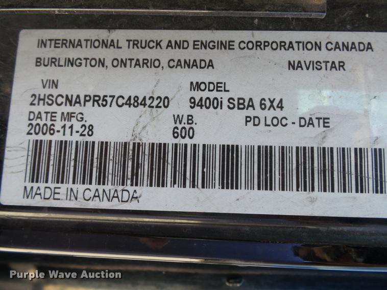 image for item K1148 2007 International 9400i semi truck