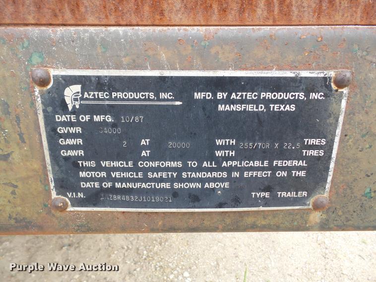 image for item K3503 1988 Aztec drop deck trailer